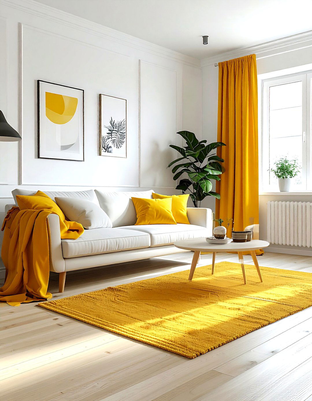 Scandinavian yellow living room - 30 yellow living room ideas