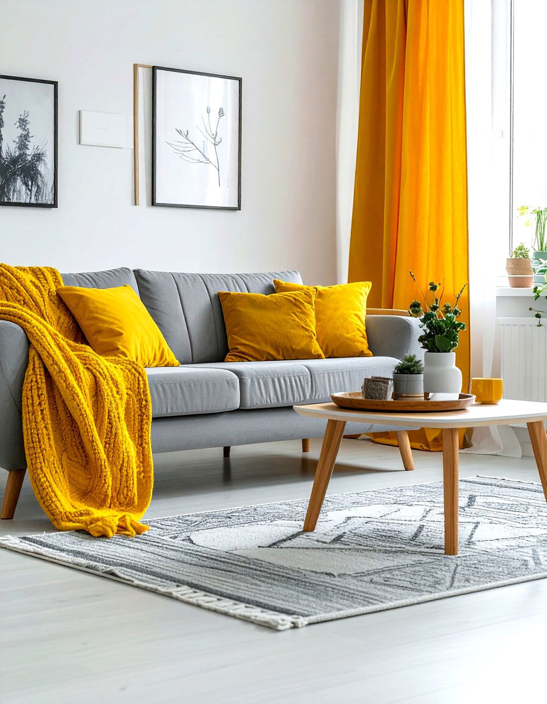 Scandinavian yellow living room - 30 yellow living room decor ideas