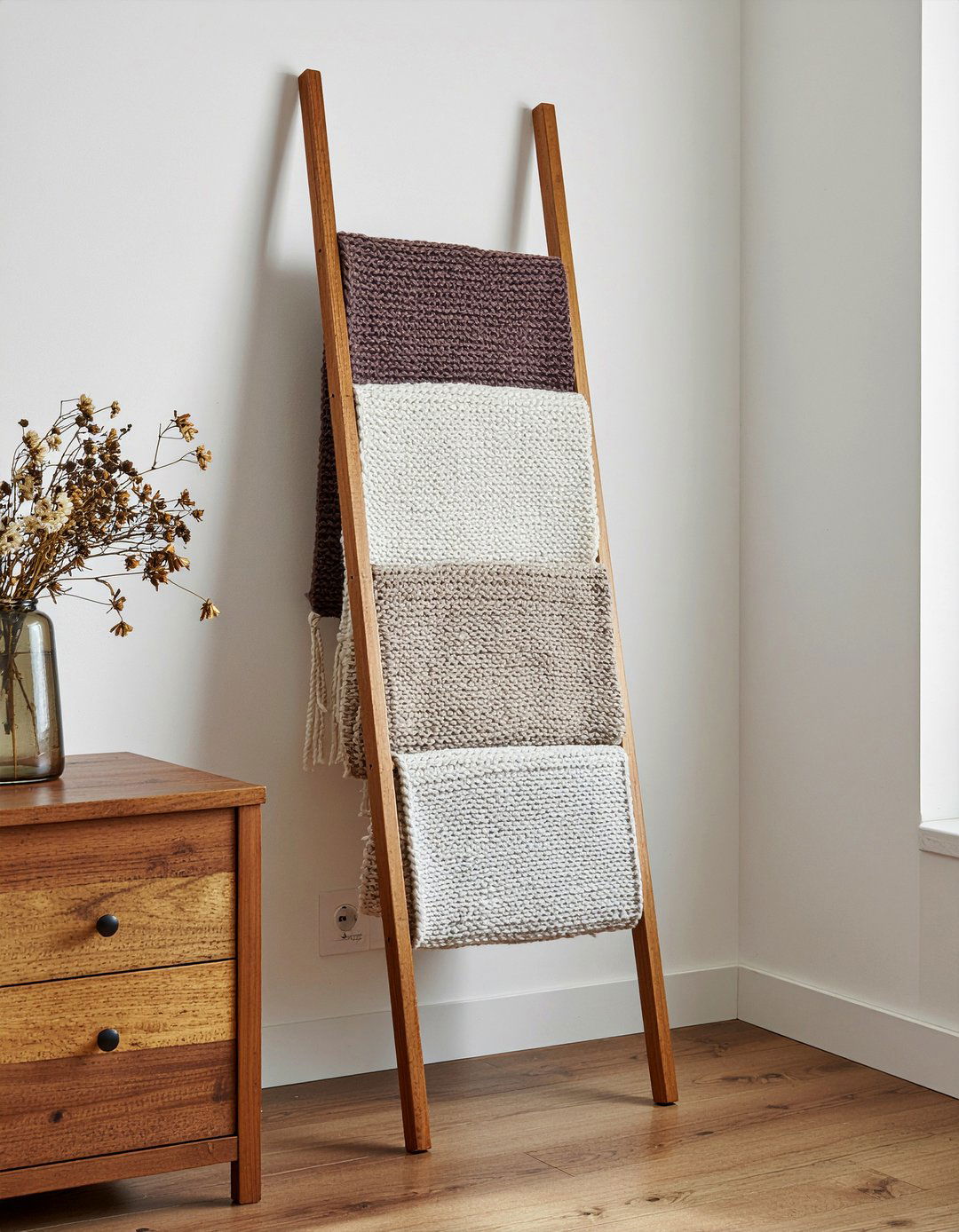 Scarf ladder - 30 bedroom scarf storage ideas