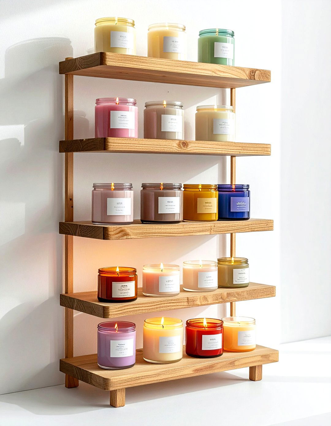 Scented candle collection display - 30 candle arrangement ideas