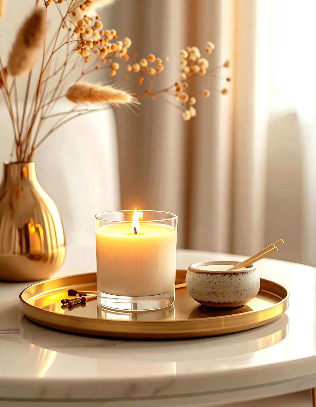 Scented candle display - 30 cozy decor ideas