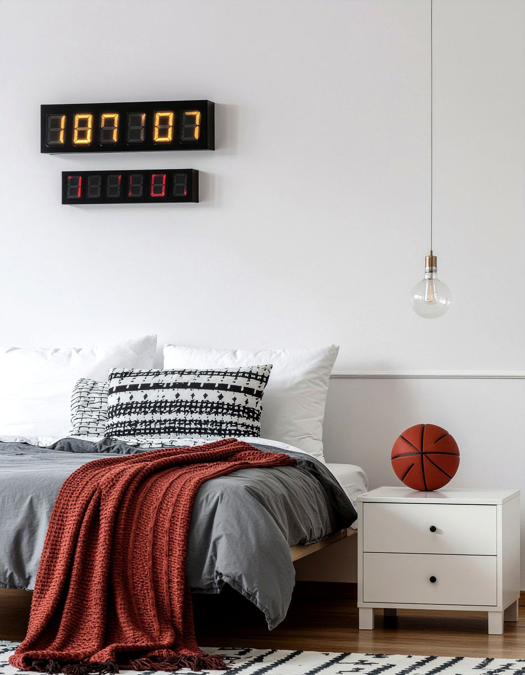Scoreboard Wall Clock - 30 basketball bedroom ideas