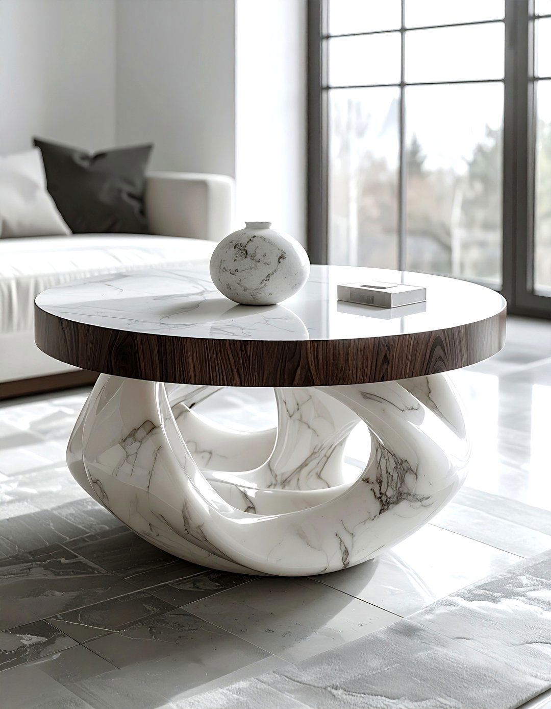 Sculptural Coffee Table Object - 30 round coffee table decor ideas