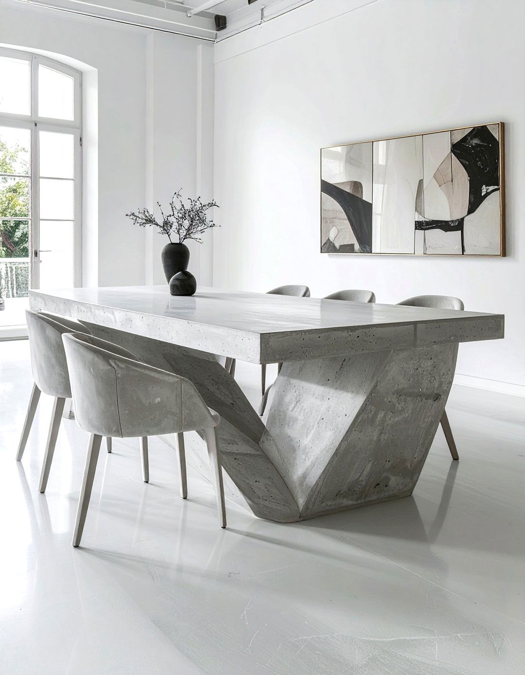 Sculptural Concrete Dining Table - 30 concrete dining table ideas