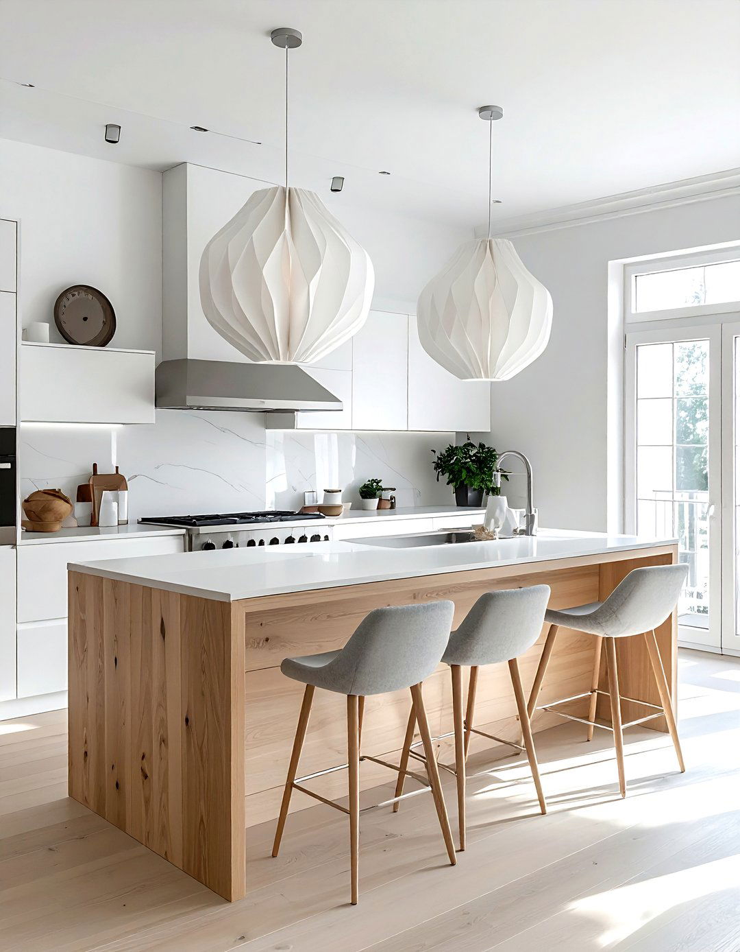 Sculptural Paper Pendant - 30 pendant light kitchen island ideas