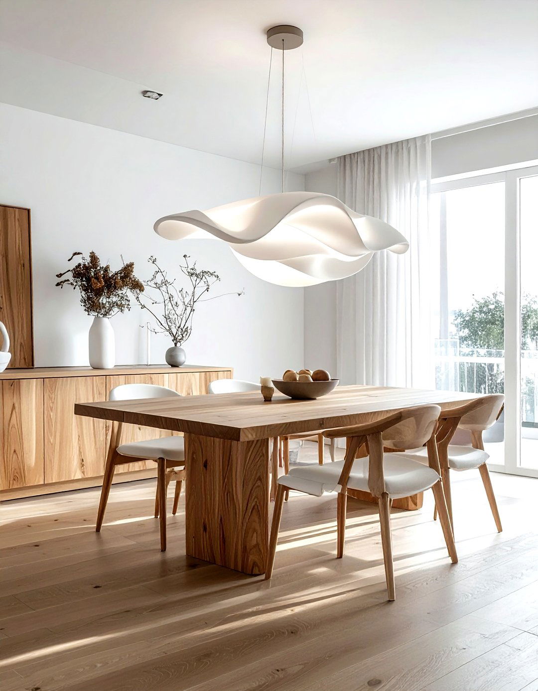 Sculptural Pendant Light - 30 quiet luxury decor ideas