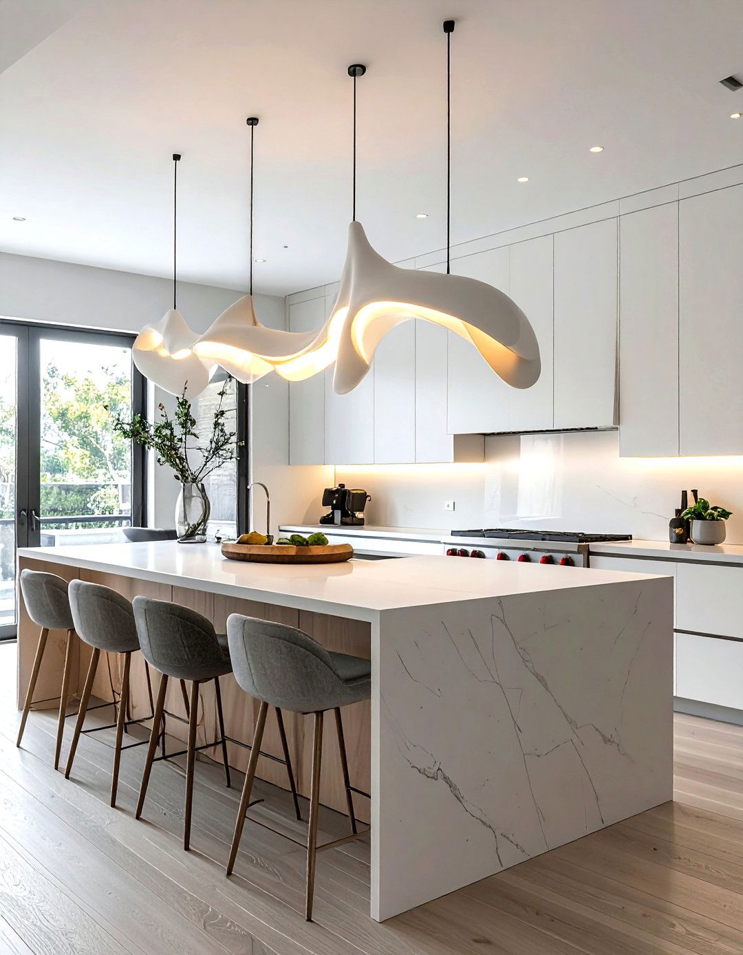 Sculptural Pendant Lighting - 30 kitchen island lighting ideas