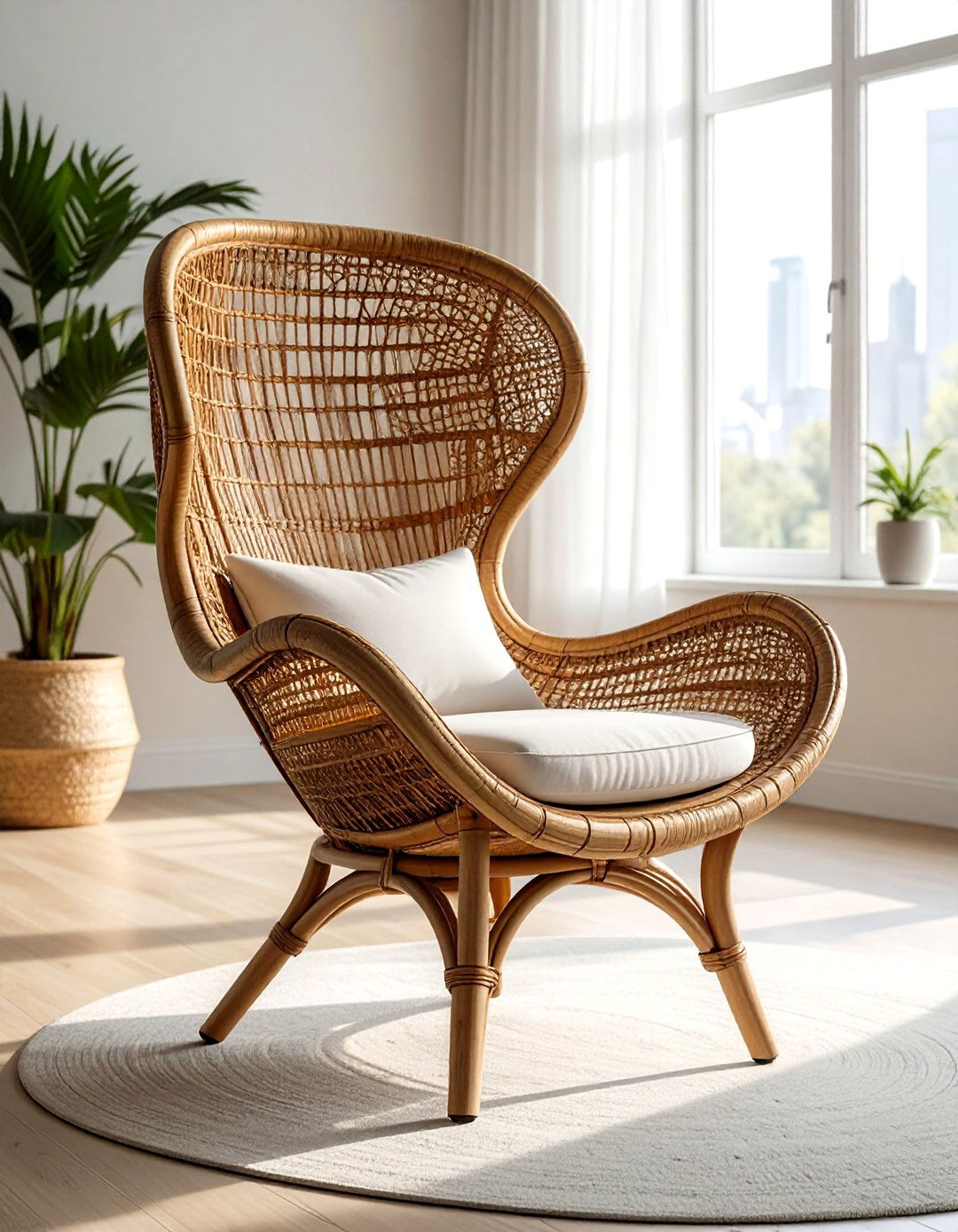 Sculptural Rattan Chair - 30 rattan dining chair ideas