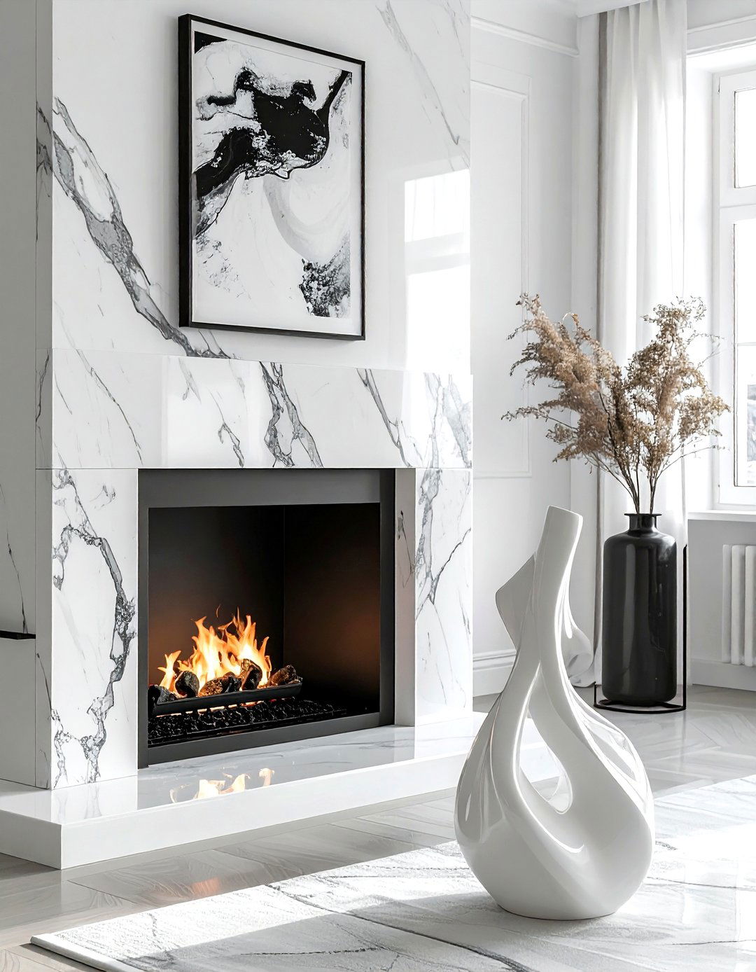 Sculptural Vase Fireplace Mantel - 30 statement vase ideas