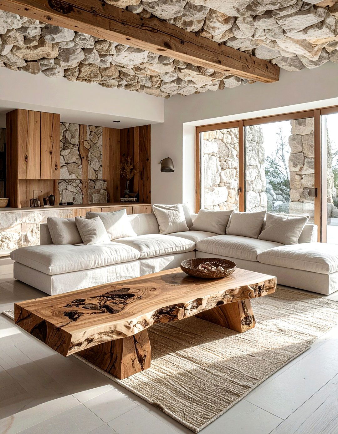 Sculptural Wood Bench - 30 living room luxury furniture ideas