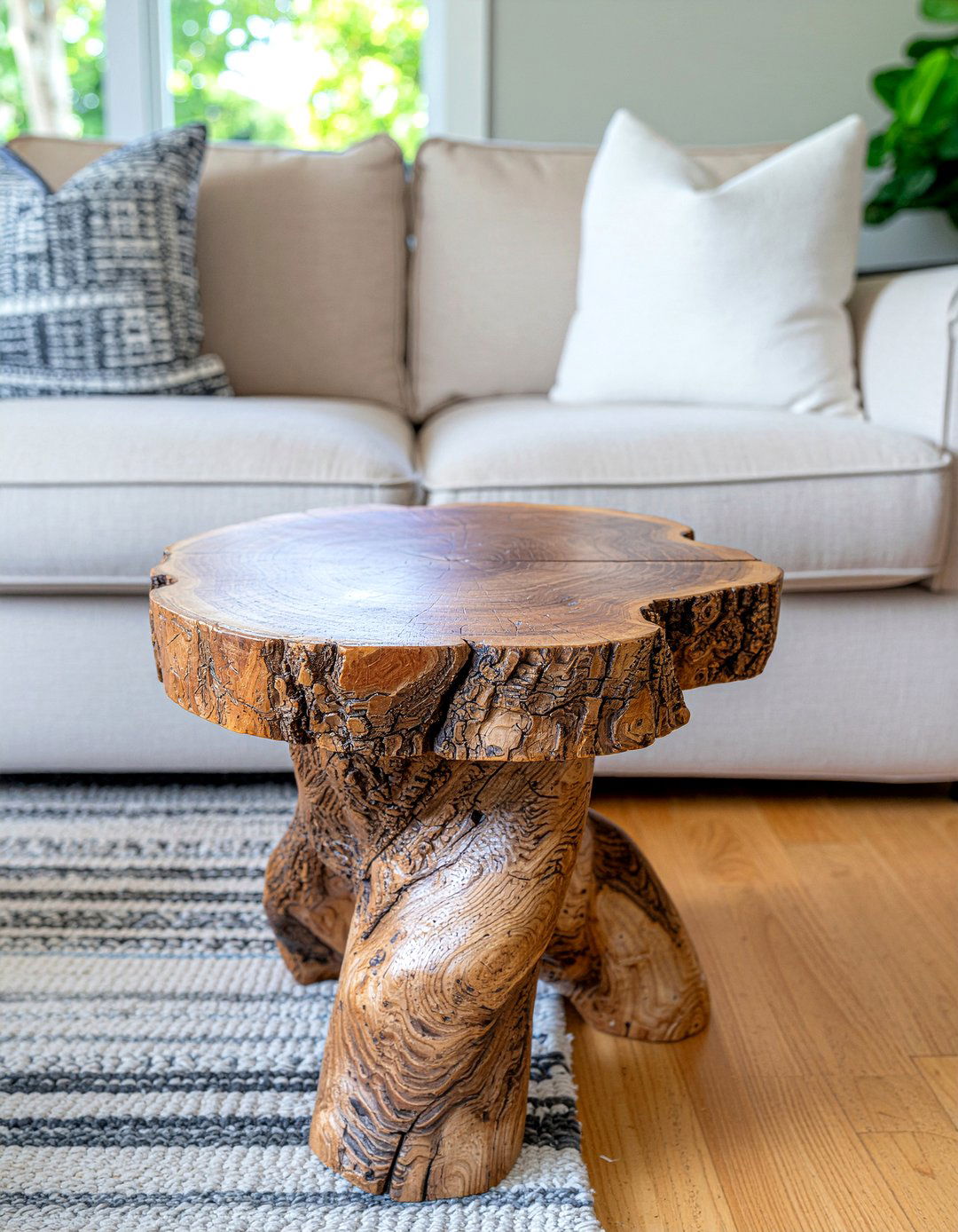 Sculptural Wood Stool - 30 living room eclectic furniture ideas