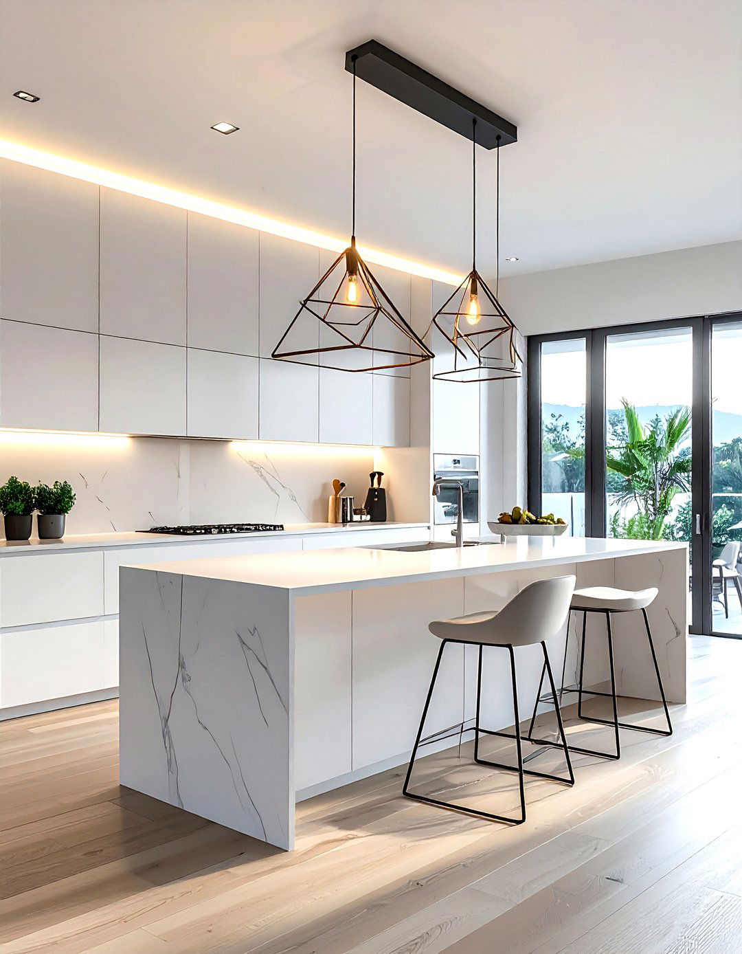 Sculptural kitchen island light - 30 kitchen lamp ideas