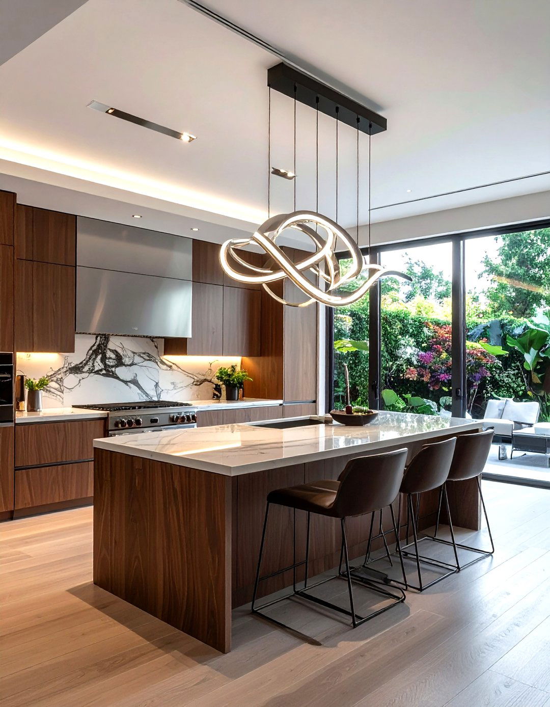 Sculptural modern pendant - 30 kitchen island pendant ideas