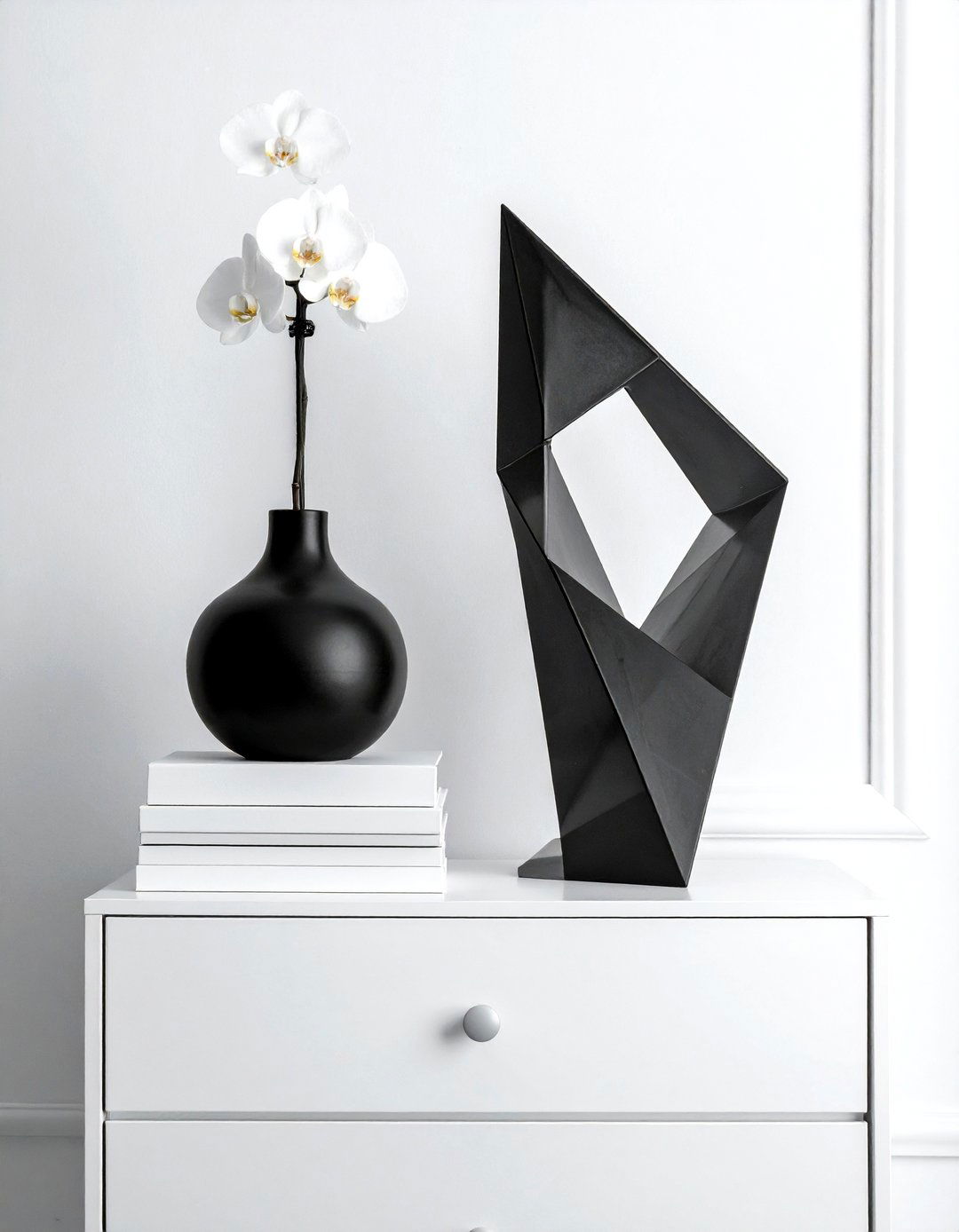 Sculptural object dresser decor - 30 dresser vignette ideas