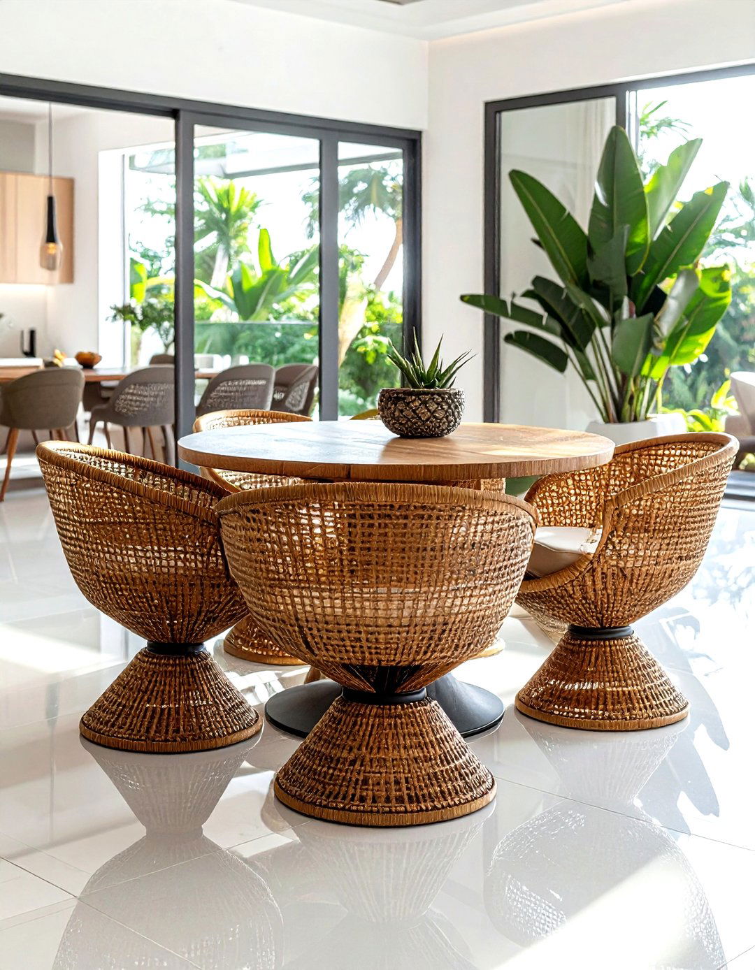 Sculptural wicker dining chairs - 30 wicker dining chair ideas