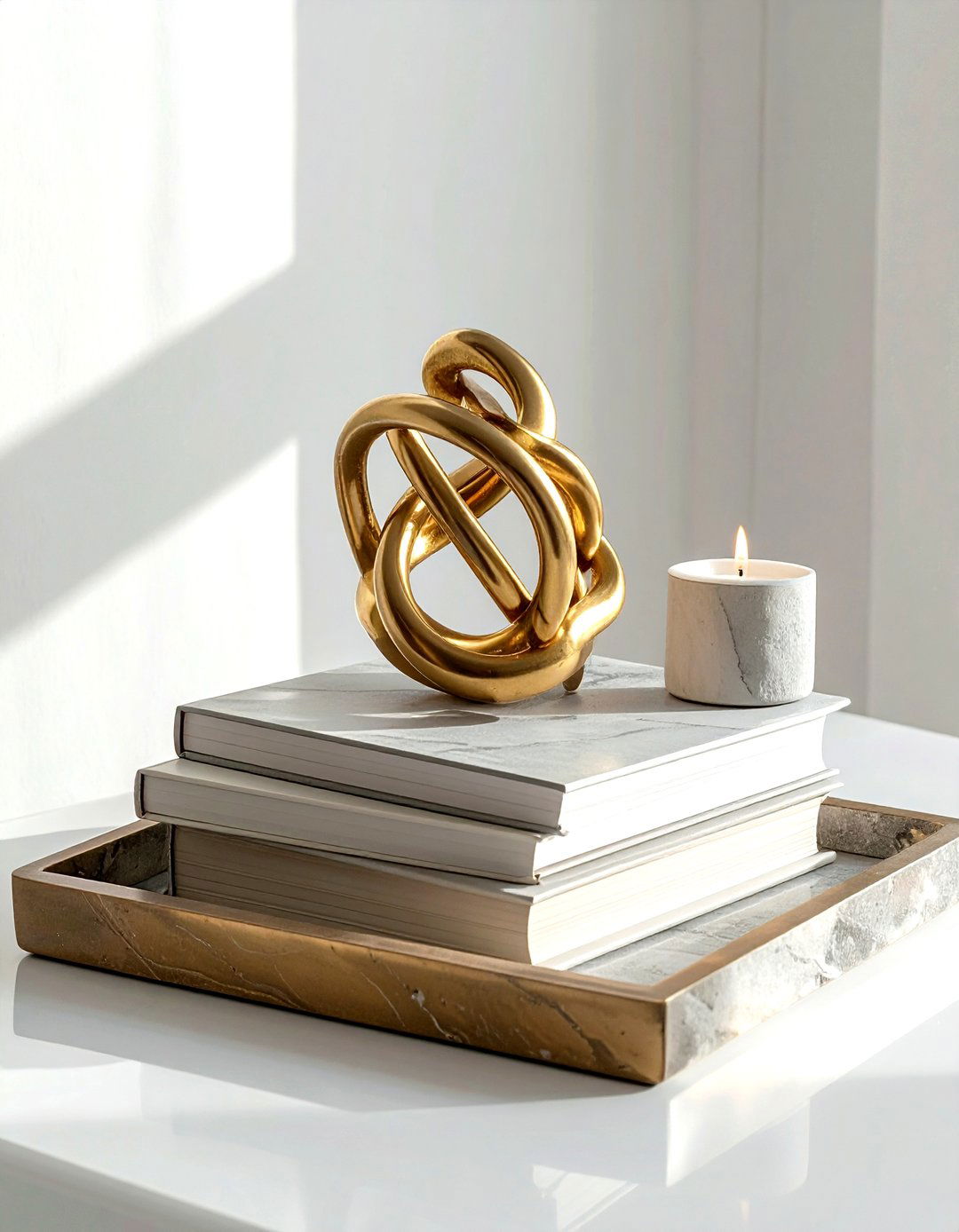 Sculpture On Tray - 30 coffee table tray styling ideas