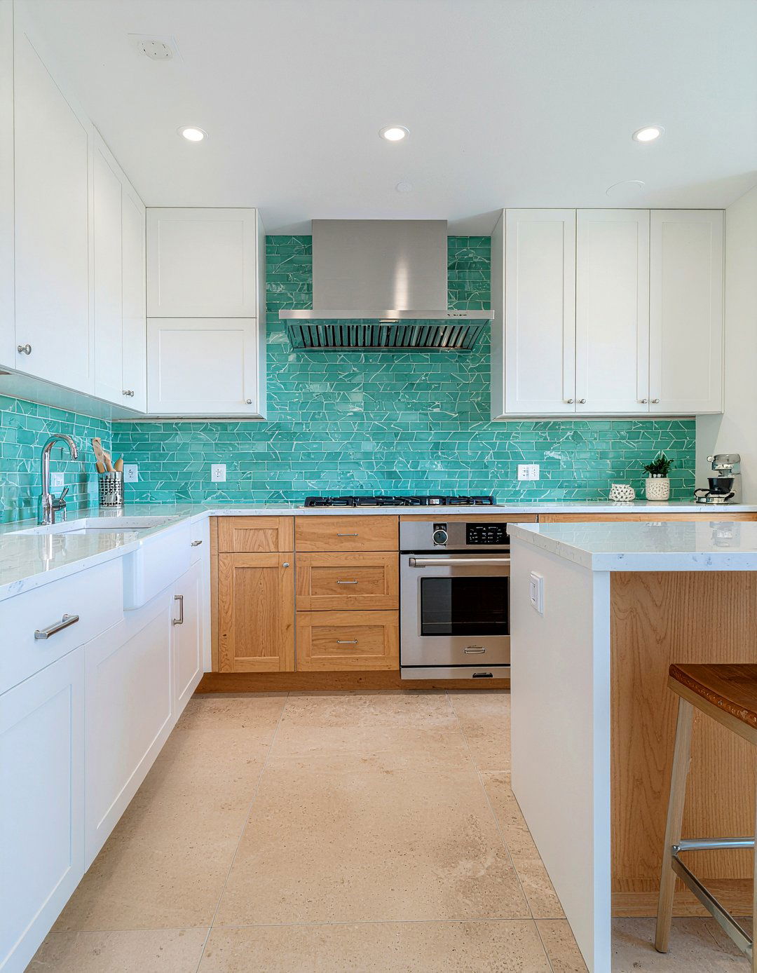 Sea Foam Green Mosaic - 30 glass tile kitchen backsplash ideas