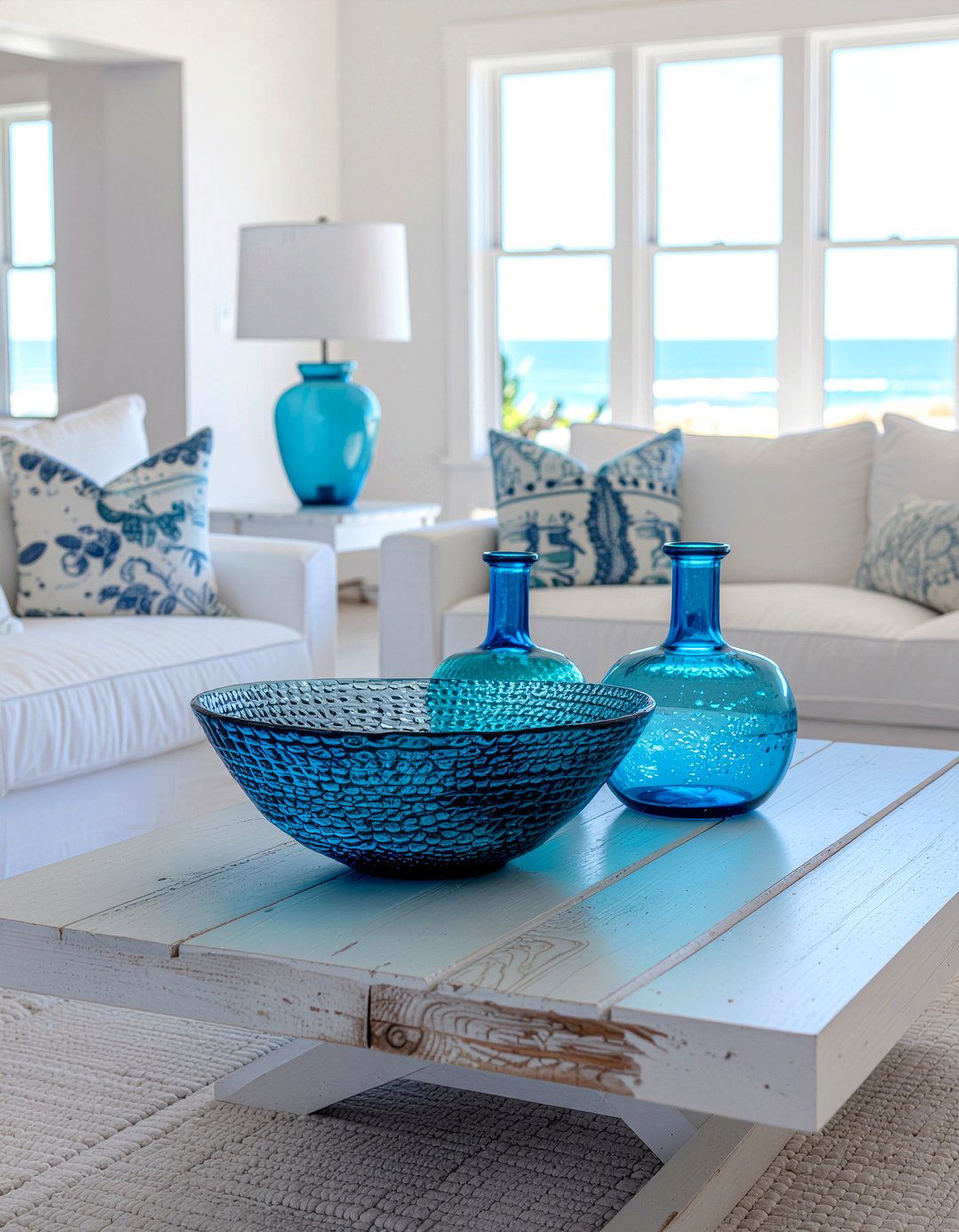 Sea Glass Accents - 30 coastal living room ideas