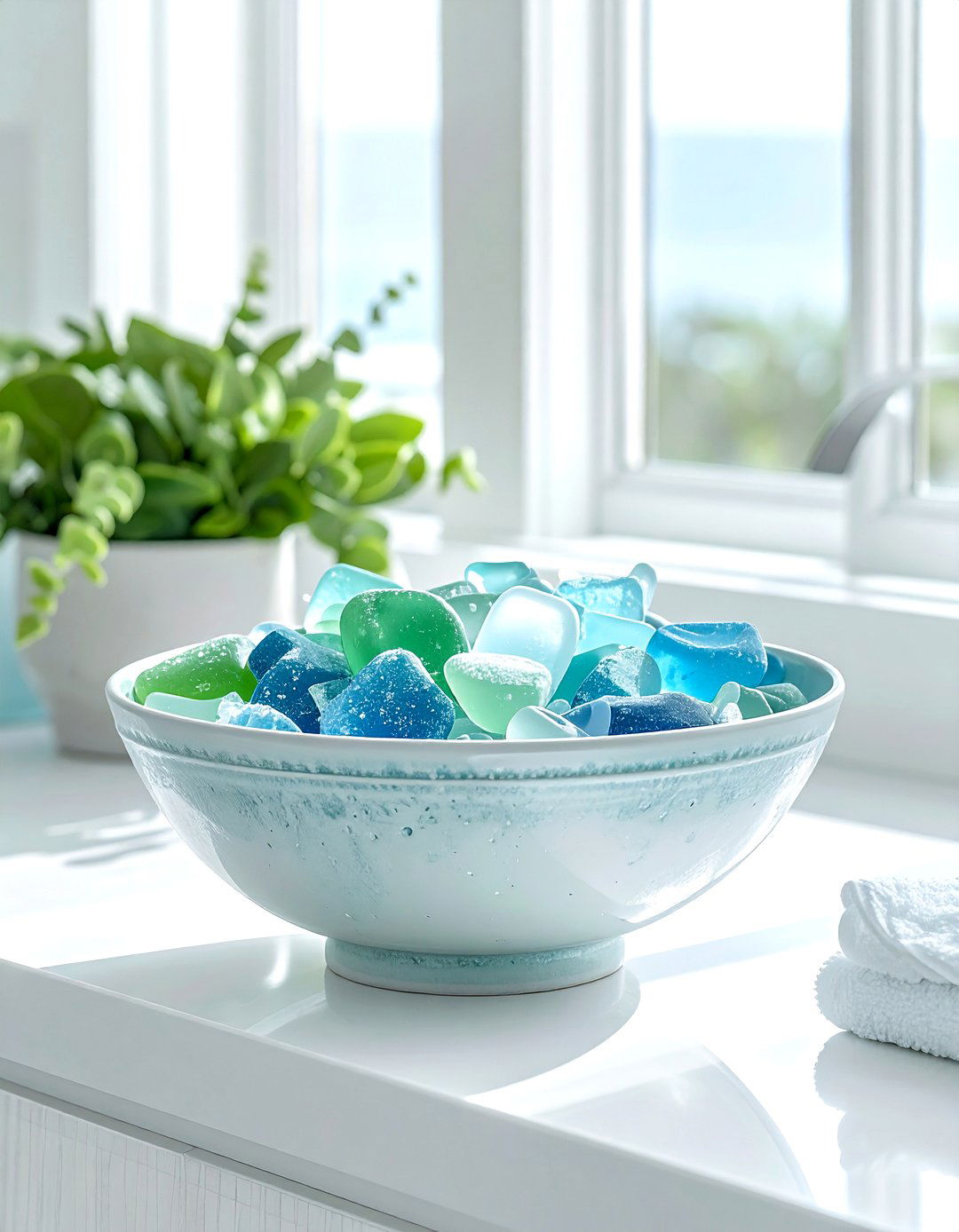 Sea Glass Bowl - 30 glass decor ideas