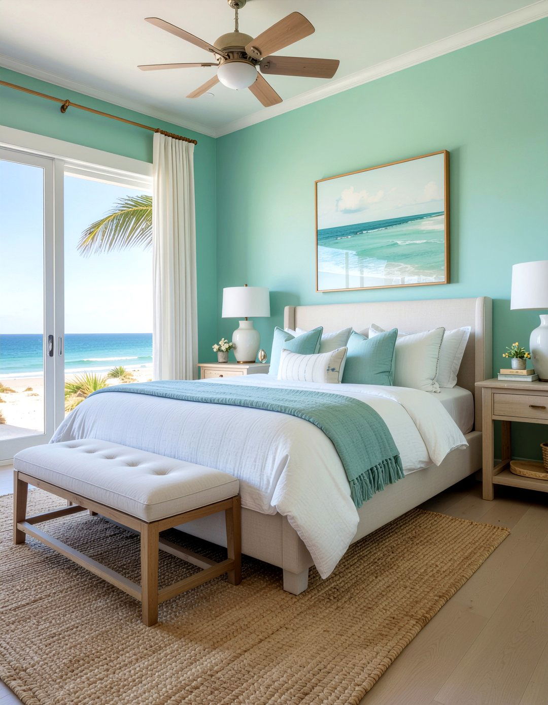 Seafoam Green Bedroom Coastal Vibe - 30 cool toned bedroom ideas