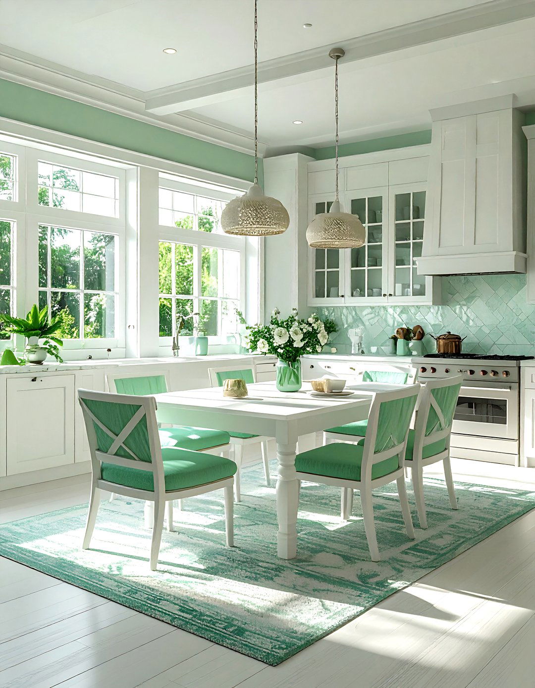 Seafoam green kitchen decor white furniture - 30 green and white kitchen ideas