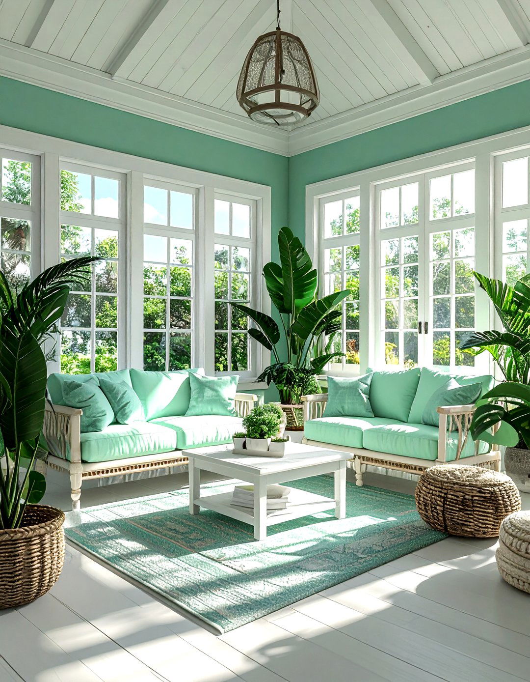 Seafoam green sunroom - 30 green decor ideas