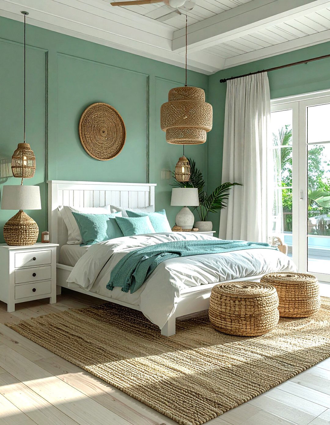 Seafoam green walls - 30 green bedroom decor ideas