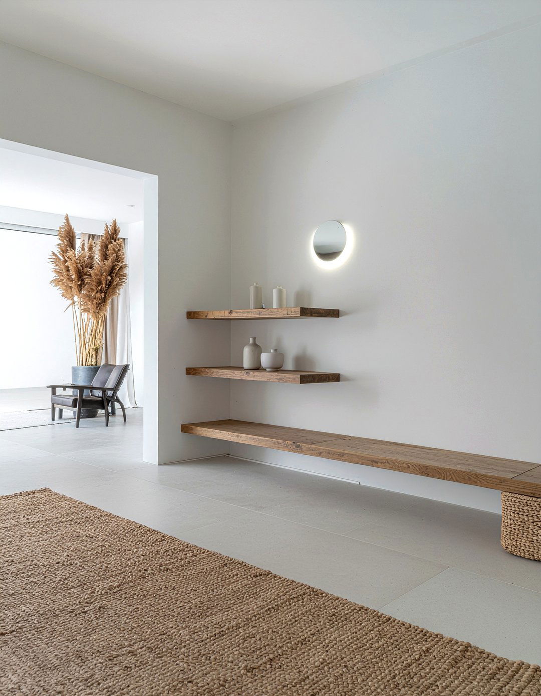 Seagrass Accent Wall - 30 seagrass living room ideas