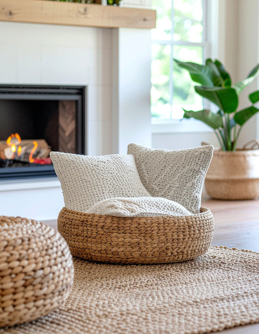 Seagrass Basket - 30 seagrass living room ideas