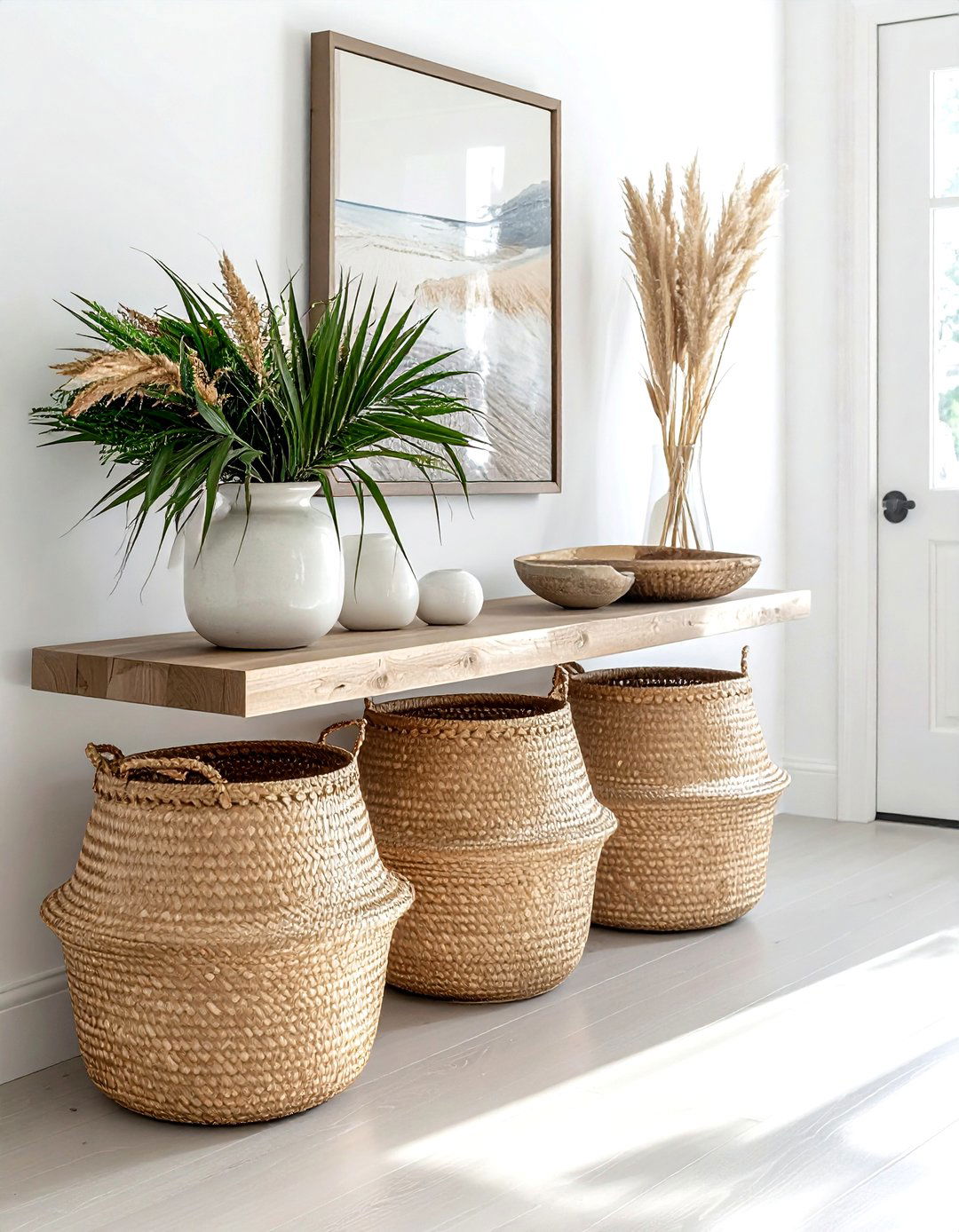 Seagrass Basket Console Table Decor - 30 seagrass basket ideas