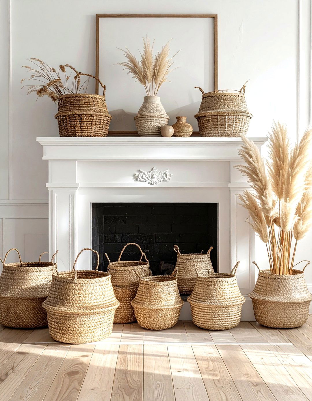 Seagrass Basket Fireplace Decor - 30 seagrass basket ideas