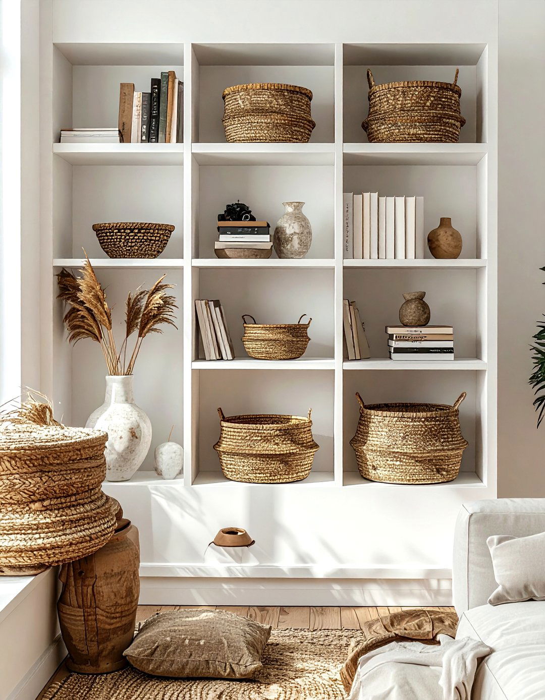 Seagrass Basket Shelf Decor - 30 seagrass basket ideas