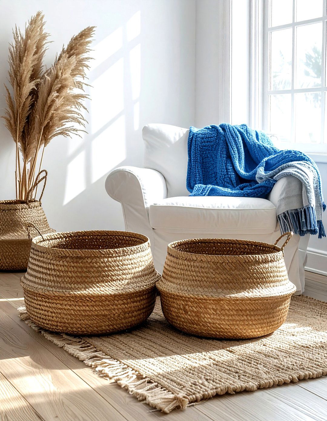 Seagrass Basket Storage - 30 nautical decor ideas