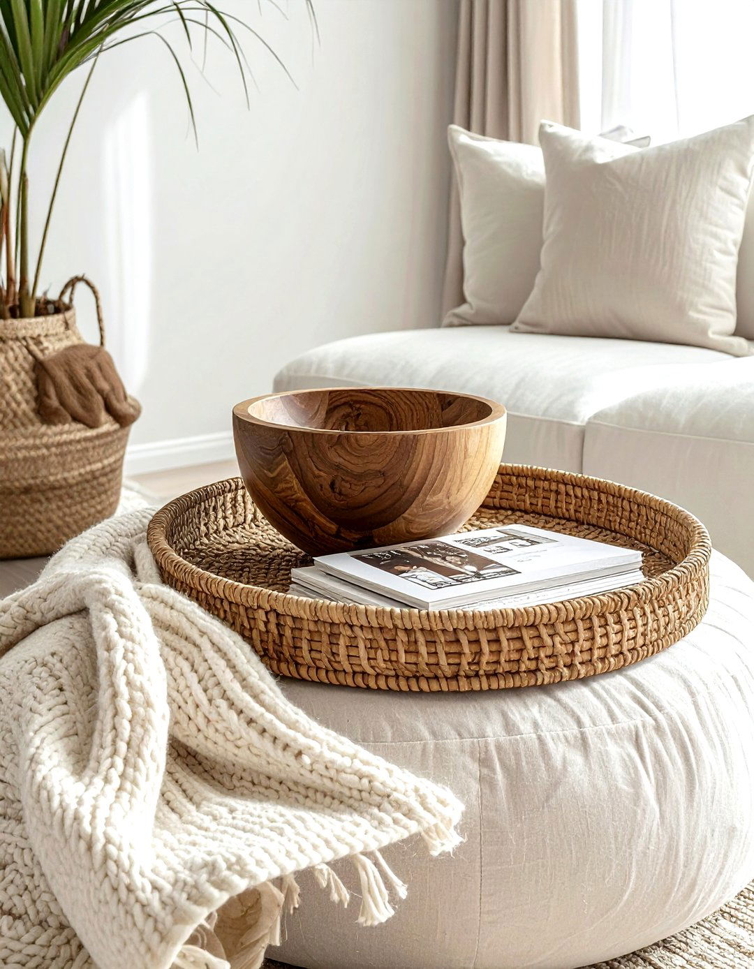 Seagrass Basket Tray - 30 coffee table tray ideas
