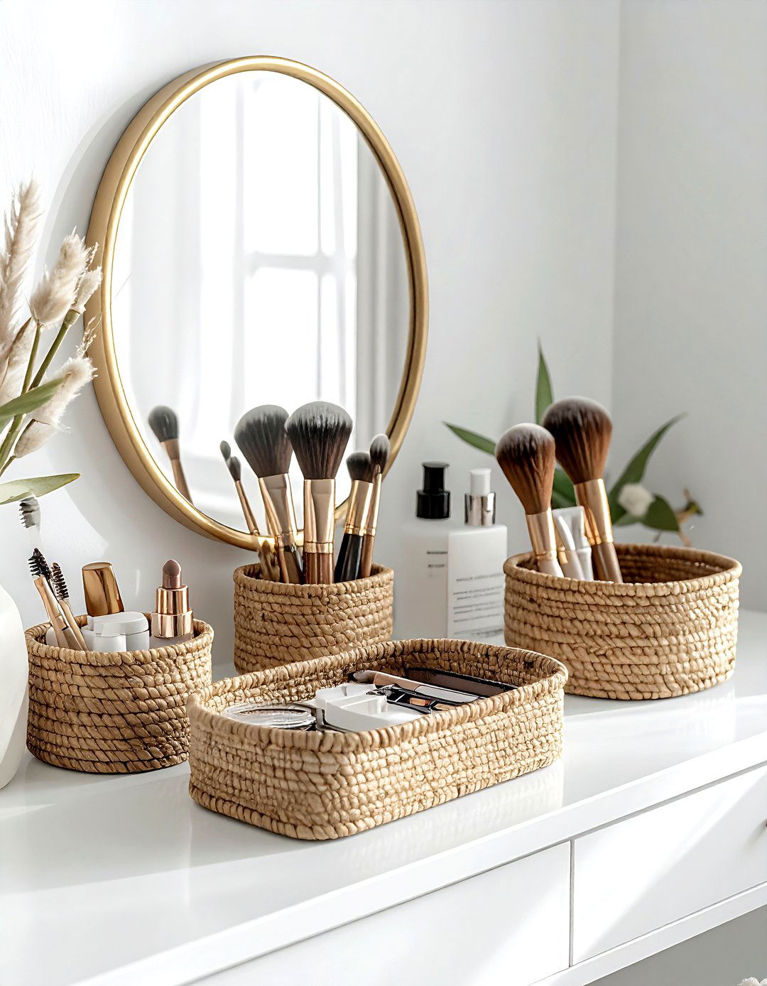 Seagrass Basket Vanity Storage - 30 seagrass basket ideas