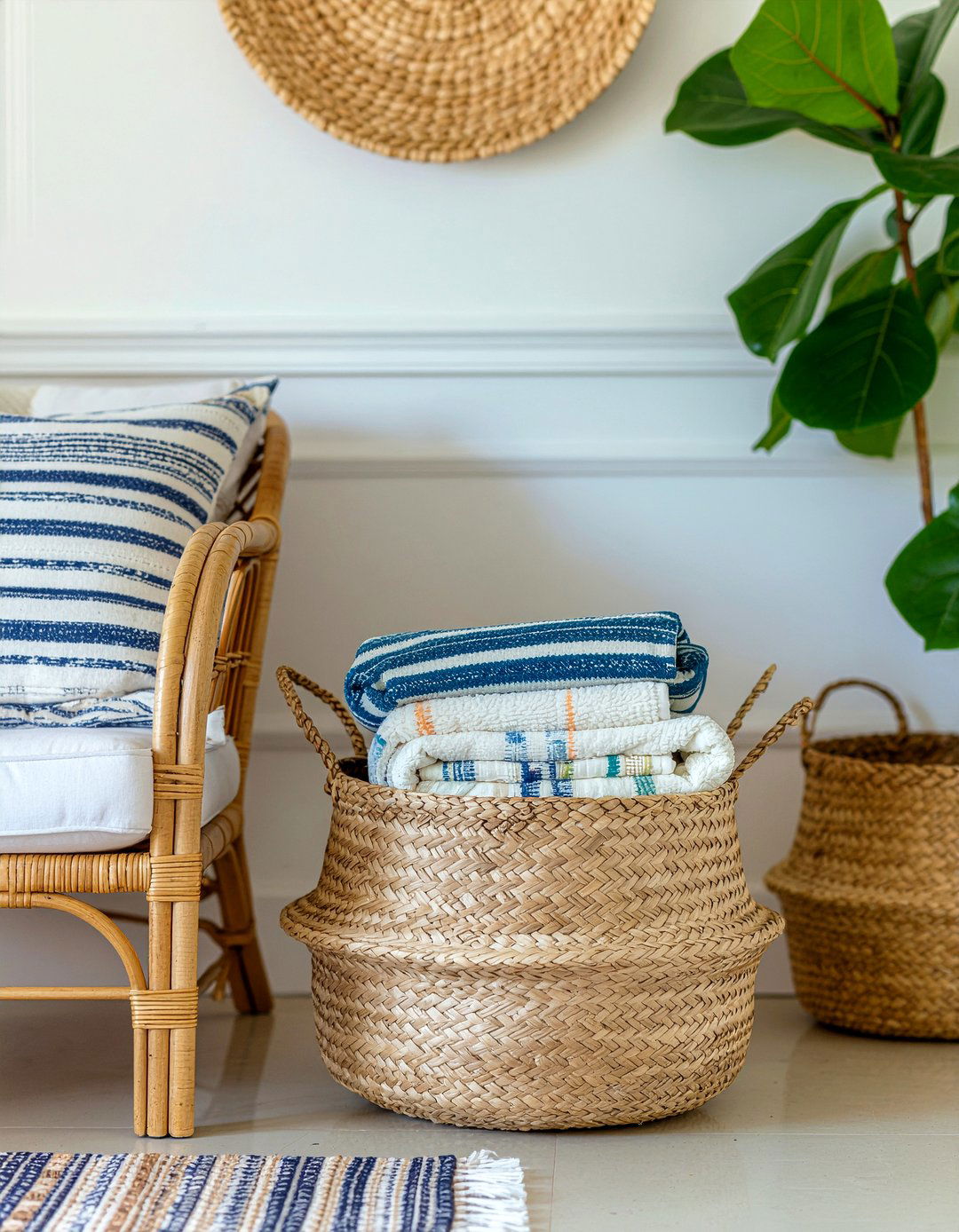 Seagrass Basket - 30 Caribbean living room ideas