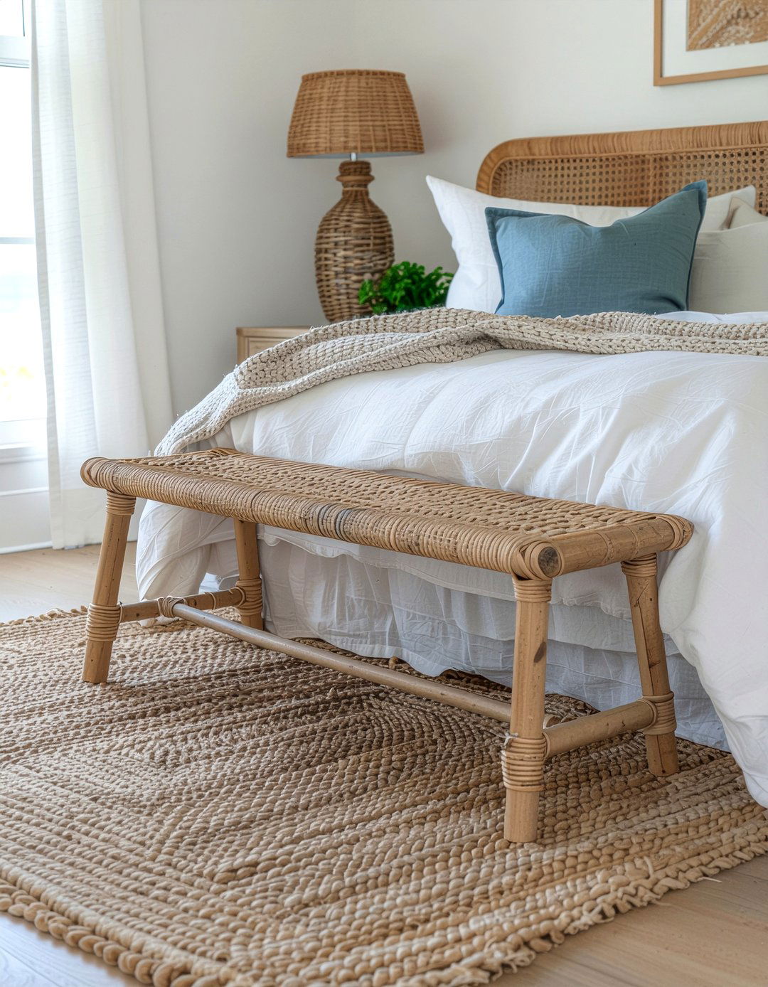 Seagrass Bedroom Bench - 30 Caribbean bedroom ideas