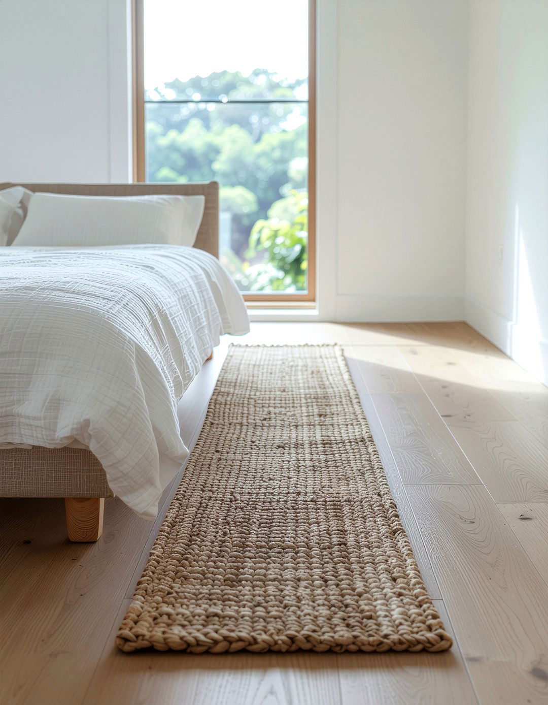 Seagrass Bedside Runner - 30 woven bedroom ideas