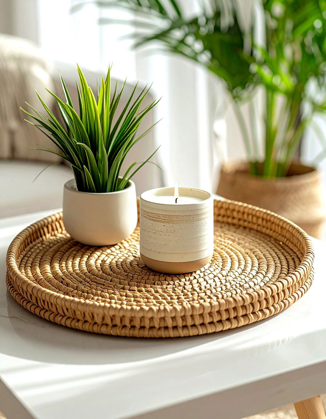 Seagrass Coffee Table Tray - 30 living room storage basket ideas