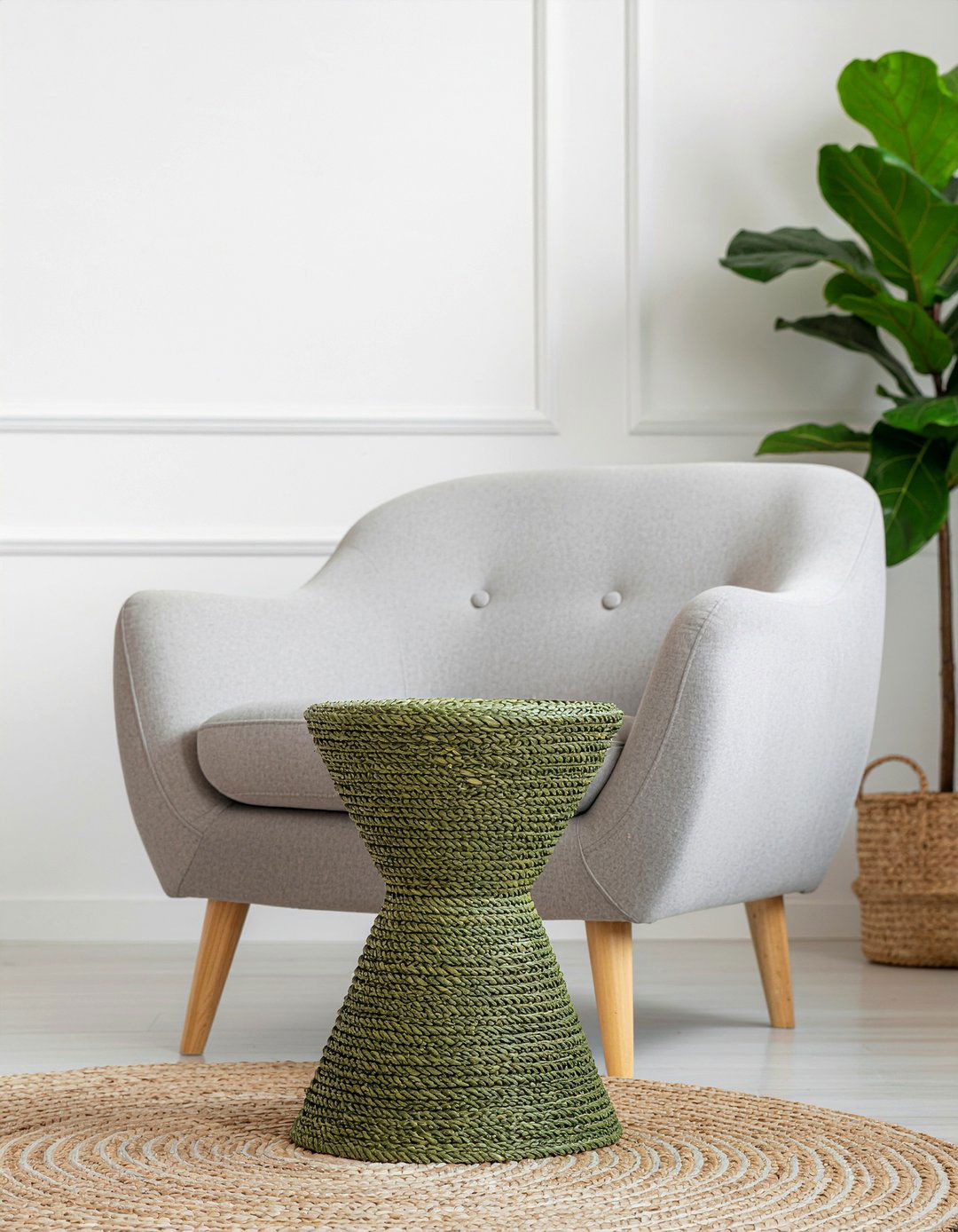 Seagrass Footstool - 30 living room woven ottoman ideas