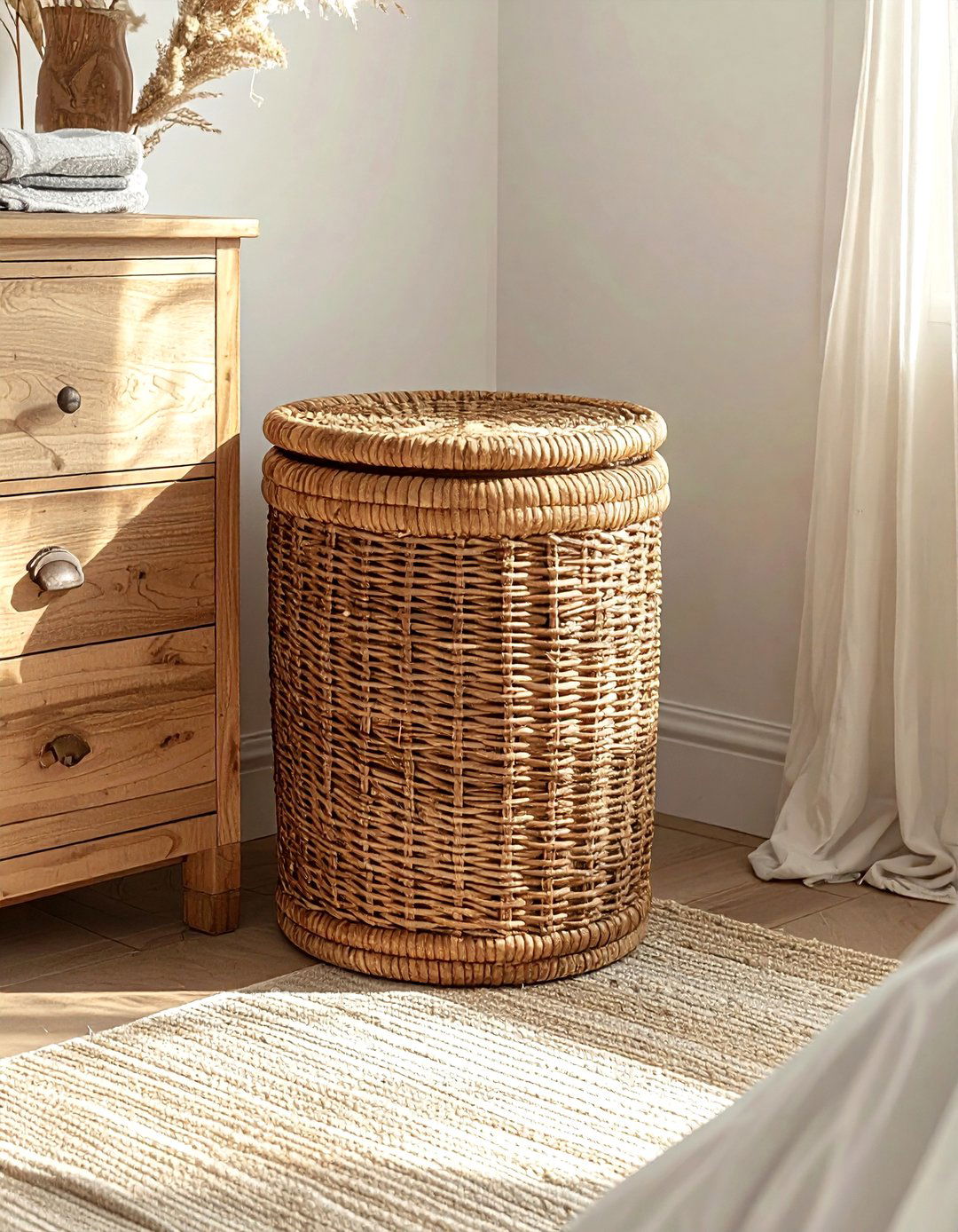 Seagrass Laundry Hamper - 30 beige bedroom accessories ideas
