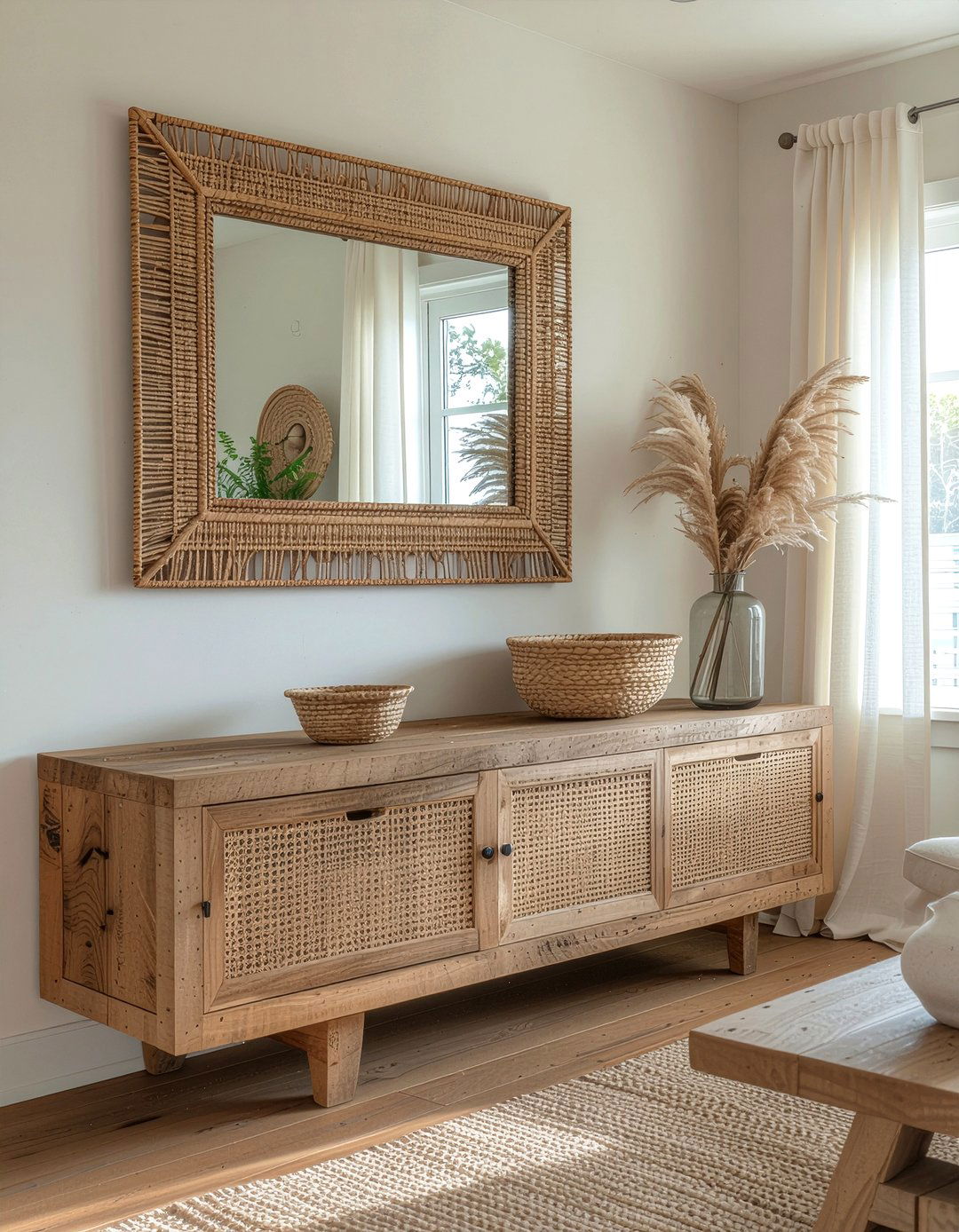 Seagrass Mirror Frame - 30 seagrass living room ideas