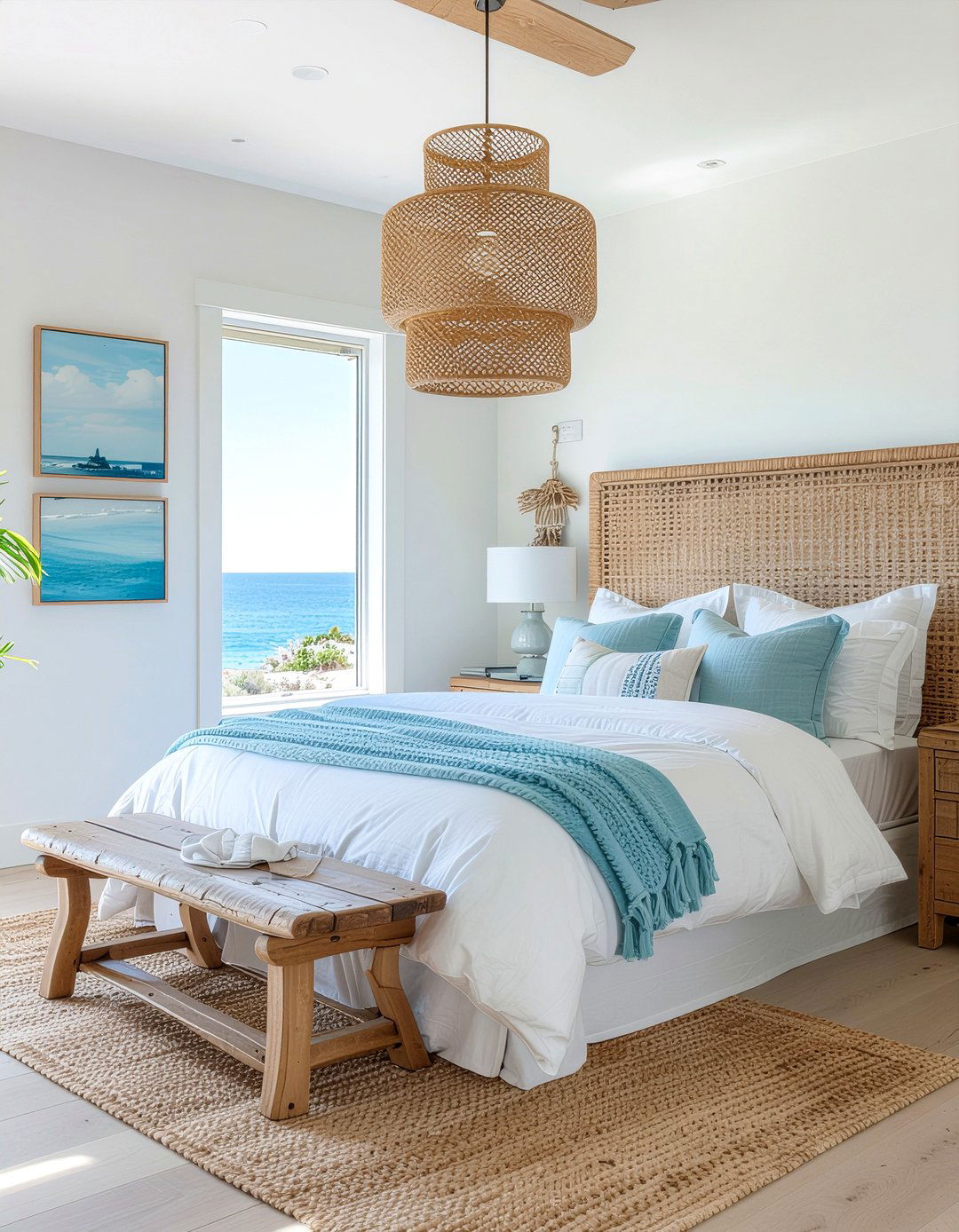 Seagrass Pendant Light - 30 handwoven bedroom ideas