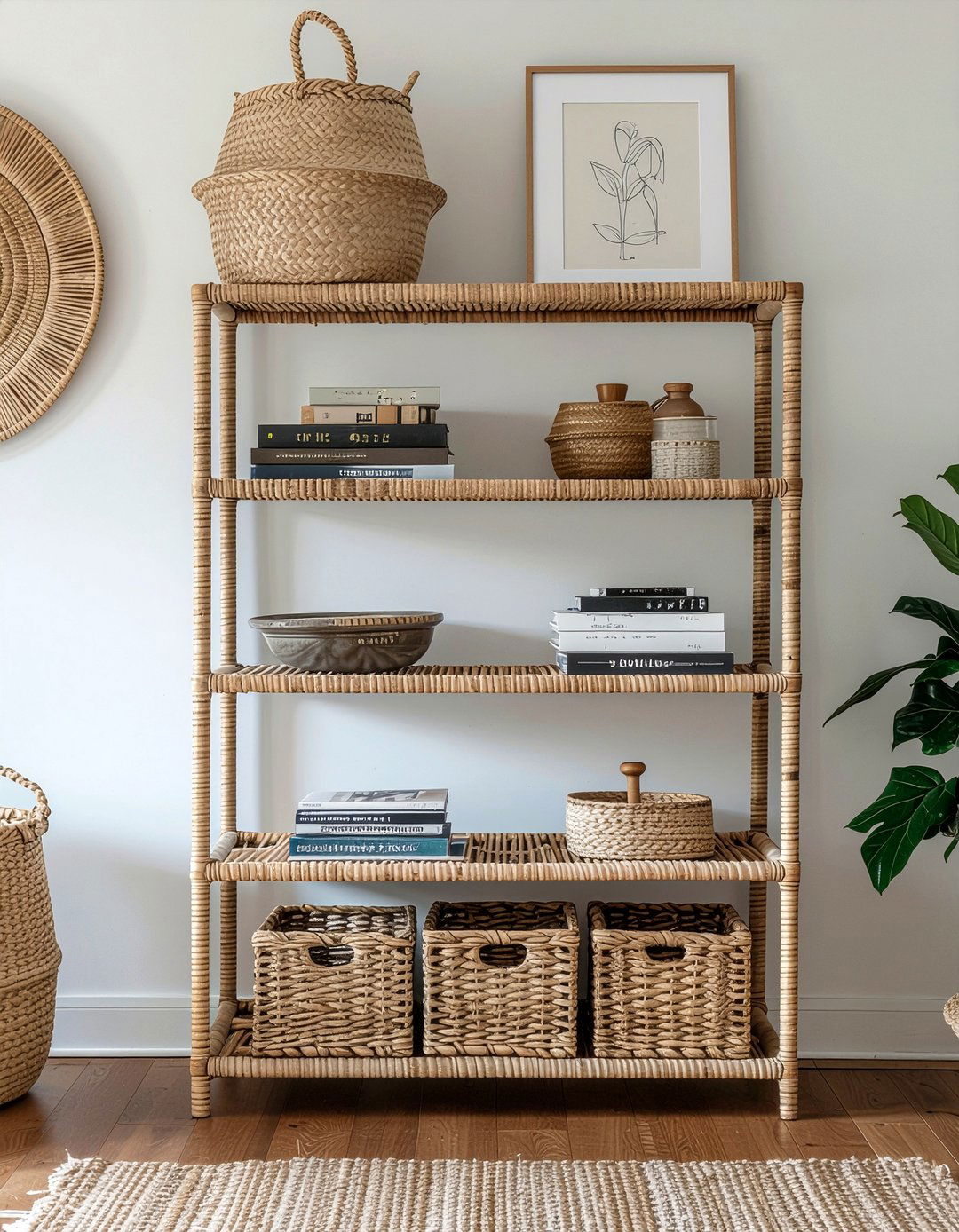 Seagrass Shelving Unit - 30 seagrass living room ideas