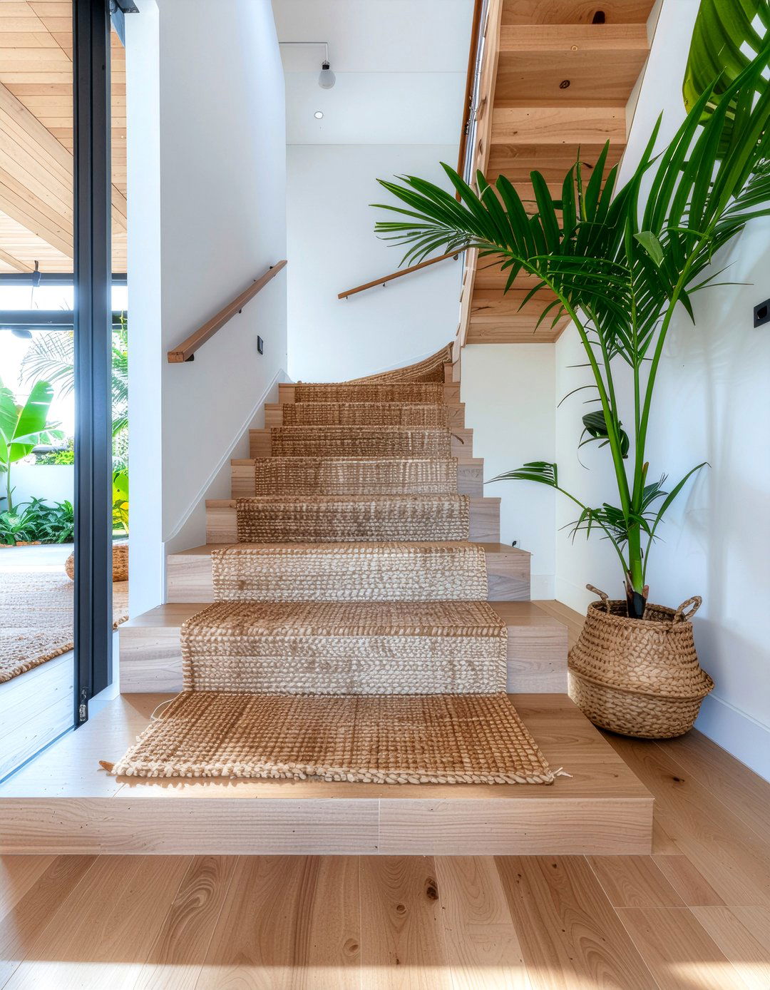 Seagrass Staircase Runner - 30 seagrass living room ideas