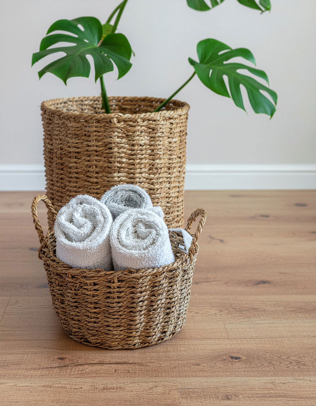 Seagrass Storage Baskets - 30 tropical living room ideas