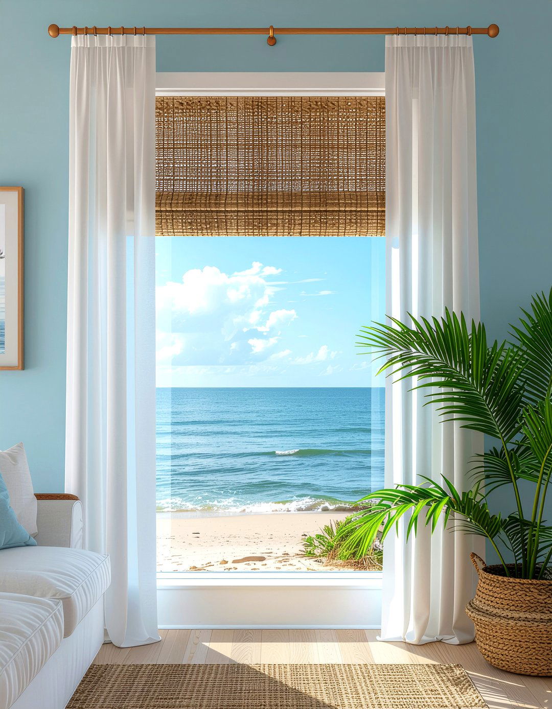 Seagrass Window Valance - 30 seagrass living room ideas