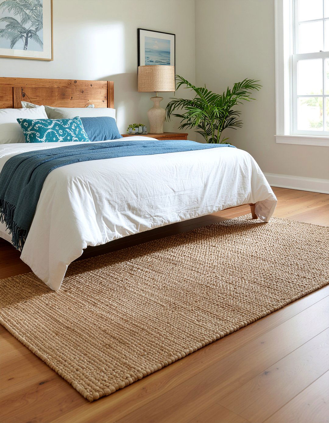 Seagrass area rug - 30 coastal bedroom ideas