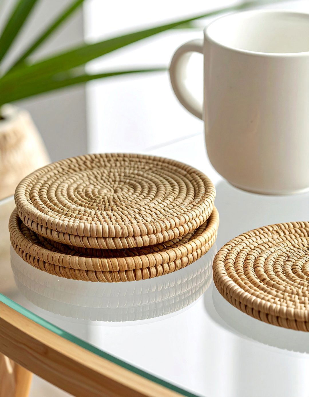 Seagrass coaster set - 30 seagrass decor ideas