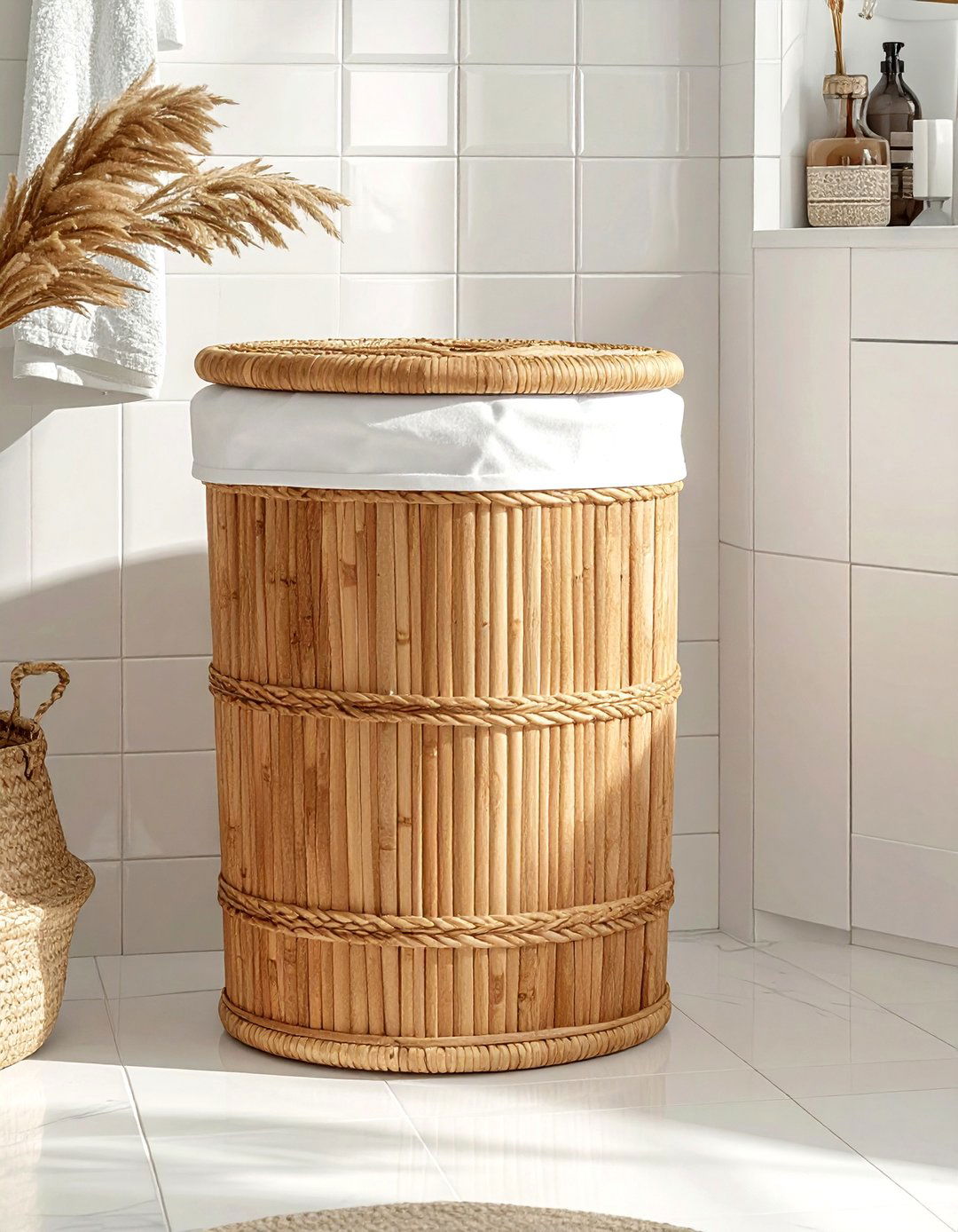 Seagrass laundry hamper - 30 seagrass decor ideas